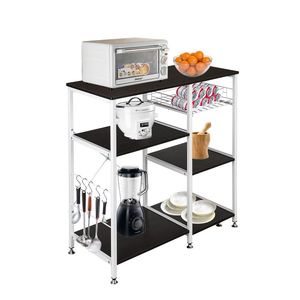 35.5\" Dark Kitchen Utility <b>Rack</b> Organizer 3-Tier <b>Microwave</b> Stand with Spice <b>Rack</b> Baker's Table Workstation - Product Image 2