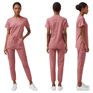 Premium Women's Dusty Rose Medical Scrub Suit Lightweight Stretch Professional Healthcare Uniform with Jogger Pants - Product Image 2