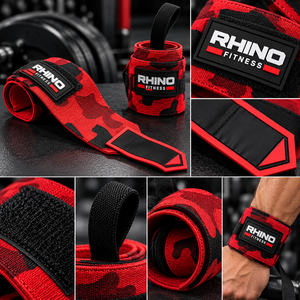 ผ้าพันข้อมือ RHINO FITNESS RF-1527 ผ้าฝ้าย สีแดงดำลายพราง แบบตีนตุ๊กแก สำหรับมือซ้าย รองรับข้อมือสำหรับยกน้ำหนักสำหรับผู้ใหญ่ - Product Image 5