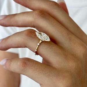 Gorgeous Lab Grown 3.01CT VS1 Marquise Cut Diamond <b>Ring</b> For Women's 18K Solid Gold Wedding Wishes Party Gift For Girlfriend - Product Image 2