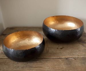 Cuenco de cobre martillado hecho a mano, vajilla de metal pulido vintage - Product Image 3