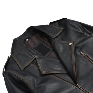 Vintage Black High Street Thick Windproof Stylish Leather Jacket Stand Collar Front Hot Selling City Sialkot Pakistan - Product Image 5