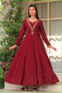 Robe Anarkali Marron Rani Haar <span class=keywords><strong>Marsala</strong></span> avec Dupatta en Tissu - Product Image 2