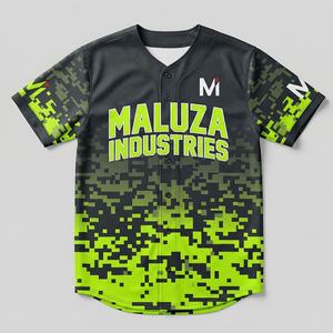Camiseta de Béisbol con Camuflaje Digital Personalizado, Verde Neón y Negro, Uniforme Deportivo, Transpirable y de Secado Rápido, MALUZA INDUSTRIES - Product Image 1