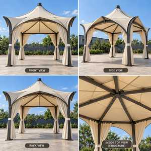 Outdoor Gazebo Tent Pavilion 10x10 FT <b>Waterproof</b> Polyester <b>Canopy</b> with PVC Coating Powder Coated Aluminum Frame Draped Curtains - Product Image 4