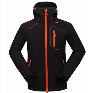 Veste à capuche en softshell bleu pour homme avec fermeture éclair orange, imperméable, vêtements d'extérieur, coupe régulière, manteau d'hiver - Product Image 5