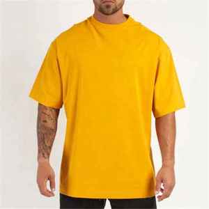 เสื้อยืดแขนสั้นสีดำสำหรับผู้ชาย ผ้าฝ้าย 100% คอกลม ทรงโอเวอร์ไซส์ สไตล์ลำลอง ผ้าเจอร์ซีย์ถัก สีพื้น ดีไซน์เรียบง่าย - Product Image 5