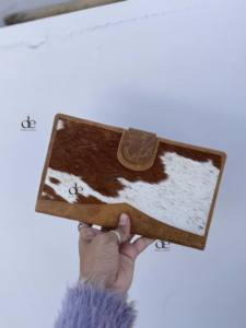 Portefeuille de grande taille en cuir de vachette pour femmes en cuir véritable pochette porte-cartes Western vente en gros portefeuille Western - Product Image 4