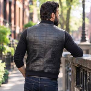 Chaleco de Cuero para Hombre, Chaleco de Cuero Genuino, Chaleco Estilo Motero Vintage, Chaleco de Cuero con Grabado de Cocodrilo, Chaleco de Motociclista Estilo Western - Product Image 4