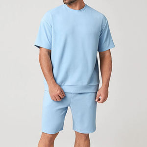Ensemble de jogging d'été personnalisé deux pièces, ensemble short et t-shirt 100% coton, ensembles de t-shirts et shorts personnalisés, ensembles de t-shirts oversize pour hommes - Product Image 2