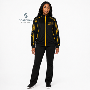 NCBW Sorority Women's Zip-Up Hoodie Long Sleeve Stand Collar <b>Track</b> <b>Jacket</b> Contrast Piping Full Zip Lounge Sweatshirt - Product Image 5