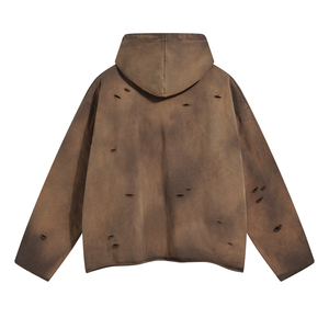 Breathable 100% Cotton Eco-friendly Distressed Hoodies for Women Anti wrinkle Streetwear Thermal Custom Women Distressed Hoodies - Product Image 2