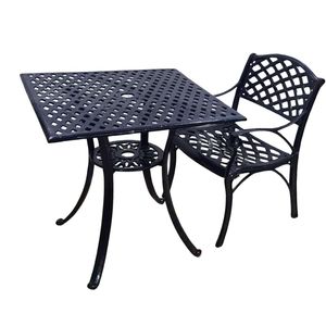 Traditional Iron Coffee <b>Table</b> with Lattice Top and Decorative Base Waterproof Cushions for Courtyard Use - Product Image 6