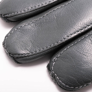 Guantes de piel de oveja gris para mujer, guantes de invierno con forro suave y cálido, guantes clásicos elegantes con botones en la muñeca - Product Image 4