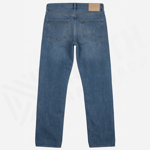 Jean en denim délavé coupe droite pour homme, taille haute, coupe régulière, en coton tissé uni, style décontracté automne - Product Image 2