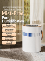 Nouvel humidificateur sans brume, humidificateur à forte production de brume avec purification de l'air, mini purificateur portable à ions négatifs pour la maison et le bureau
