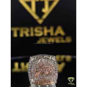 Custom Iced Out Diamond Ring with VVS Moissanite Diamonds Premium 925 Sterling Silver Hip Hop Style By Trisha Jewels - Product Image 1