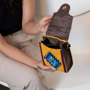 กระเป๋าสะพายข้างหนังแท้สำหรับผู้หญิงหนังวัวสีเทอร์ควอยซ์ - Product Image 6