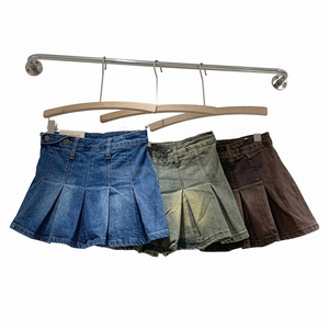 Jupes en jean décontractées à rayures, taille naturelle, respirantes, longueur cheville, pour femmes - Product Image 1