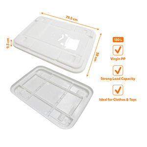 Boîte de rangement en plastique de 150 L avec couvercle, bac de rangement rectangulaire pour vêtements, grande capacité, empilable, pour usage domestique - Product Image 6