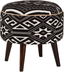 Luxury Handcrafted Round Minimalist Movable Wooden Stool for Living Room - Product Image 1