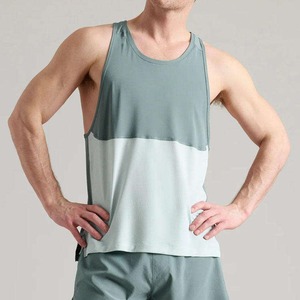 Débardeur Homme Sportif à Col Rond, Séchage Rapide, Blocs de Couleurs, Sans Manches, en Coton Tricoté Jaune, Coupe Légère - Product Image 4