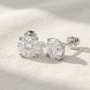 925 Silver Rhodium Plated <b>Moissanite</b> Stud <b>Earrings</b> Claw Set Cut Sparkling Diamond Look Secure Post Engagement Wedding Party for - Product Image 5