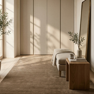 Alfombra de Lana Gruesa Antideslizante Tejida a Mano, Diseño Geométrico Sólido Beige, Estilo Moderno Minimalista, Color Marrón Claro, para Sala de Estar, Superventas - Product Image 3