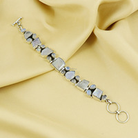 Bracelet jonc unisexe en laiton avec pierres précieuses naturelles, ajustable, tendance, vente en gros, cadeau, bijoux en cristal de qualité supérieure, chaîne à maillons