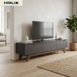Modern Classic <b>TV</b> <b>Stand</b> 1.8m Laminated Board Metal Legs Black Finish Storage Cabinet Living Room Furniture Freestanding <b>TVs</b> - Product Image 2