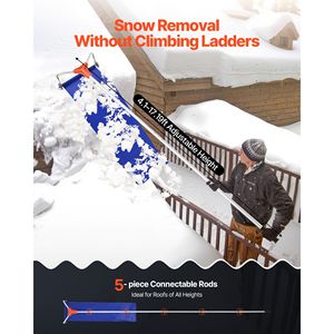 Rastrello da Neve Leggero con Lama in Alluminio da 17 Pollici e Ruote Raschiatrici Regolabili da 4,1-17,2 Piedi per Rimozione Efficiente della Neve - Product Image 4