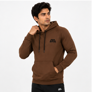 Sweat-shirt à capuche marron pour homme, logo personnalisé sur le devant, imperméable, 100% coton molletonné, anti-rétrécissement, vêtements de sport, fitness, gym - Product Image 2