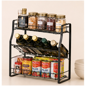 Modern 3-Tier Metal Spice <b>Rack</b> Organizer for <b>Kitchen</b> Countertop Seasoning Jar <b>Storage</b> Shelf Space-Saving Bottle Holder - Product Image 1