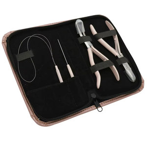 Customized Logo Printed Professional Hair Extension <b>Kit</b> <b>Mini</b> Salon Set with Stainless Steel Silicone and Nylon Pliers - Product Image 1