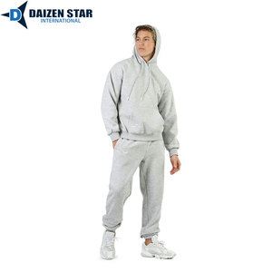 Hooded Fleece Tracksuit Drawstring Closure Streetwear Style Breathable Eco-Friendly 100% Cotton Solid Unisex Adult Spring - Product Image 3