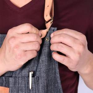 Delantal de trabajo sin mangas de mezclilla encerada y cuero, clásico, térmico, duradero, personalizado, para carpintería y bicicleta - Product Image 3