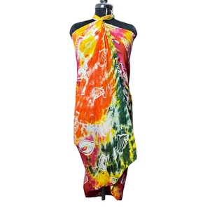 Pareo de Playa Tie Dye al por Mayor para Mujer, Sarong, Pañuelo Envolvente, Pareo Hecho a Mano con Estampado de Bloques, Pareo de Algodón, el Más Vendido - Product Image 1