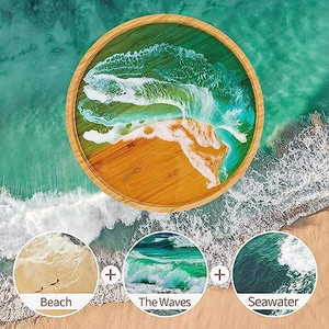 Wholesale Handmade Eco-Friendly Durable Wooden <b>Epoxy</b> Resin Luxury Oval Polished Serving Trays for Hotels Restaurants <b>Coffee</b> - Product Image 2
