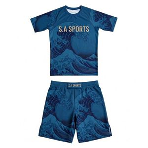 ชุดแรชการ์ด MMA สีน้ำเงินรอยัล ลายคลื่นญี่ปุ่น ออกแบบตามหลักสรีรศาสตร์ ทนทาน ผลิตจากโรงงานโดยตรง - Product Image 1