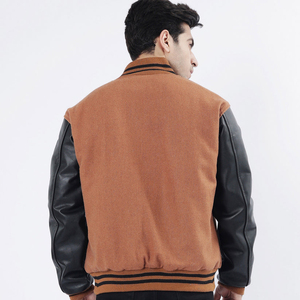 Adult Size Patchwork Letterman Baseball Varsity <b>Jacket</b> for <b>Men</b> Private Logo Waterproof <b>Leather</b> Winter Clothing <b>Men's</b> <b>Brown</b> Varsi - Product Image 4