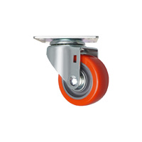 Roulette pivotante robuste de 3 pouces avec frein latéral à roulement, plaquée zinc, avec plaque supérieure en PP rouge, durable, pour chariot de maison, bureau et cuisine