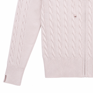 <b>Women's</b> Jacquard Cable Knit Hooded Zip Up Sweater Long Sleeve Pullover <b>Jacket</b> with Pocket || OEM ODM Manufacturer Bangladesh - Product Image 4