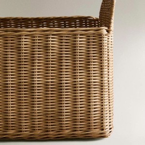 Top Selling Handcrafted Natural Rattan House-Shaped Magazine <b>Basket</b> Newspaper Holder With Handle Suitable For Living Room Decor - Product Image 3