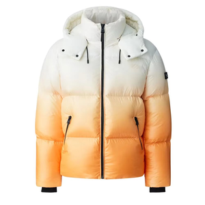 <b>Men</b> Luxury Gradient White Orange Puffer <b>Jacket</b> Hooded Winter Down Coat Premium Insulated Thermal Streetwear Outerwear - Product Image 2