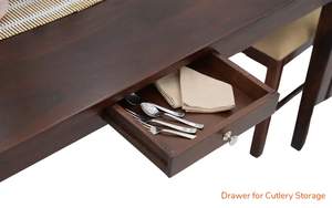 Juego de Mesa de Comedor de Madera Maciza para 4 Personas, Mesa Rectangular de Madera con Cajón de Almacenamiento, Sillas Tapizadas Multifuncionales que Ahorran Espacio - Product Image 5