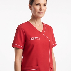 Uniforme Médico para Mujer, Cuello en V, Manga Corta, Poliéster y Spandex, Ribete en Contraste, Bolsillos Delanteros, Ropa de Trabajo para el Sector Salud, Logotipo Personalizado - Product Image 3