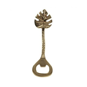 Décapsuleur en laiton doré brillant en forme de feuille de Monstera, fait main, en forme de feuille de palmier tropicale, décapsuleur en métal, accessoires uniques pour le vin et le bar - Product Image 1