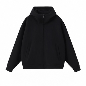 Sudadera con Capucha y Cremallera para Hombre, Talla Grande, Color Sólido, Felpa Francesa, Estilo Casual para Otoño, Corte Regular, Manga Larga, Diseño con Bolsillos - Product Image 4