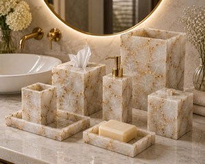 Juego de Accesorios de Baño de Cinco Piezas de Resina de Lujo Ecológica, la Mejor Calidad, Más Vendido, Accesorios Completos para Hoteles y Hogares Modernos - Product Image 4