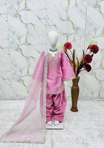 Ensemble Palazzo Farshi pour Filles en Faux Georgette Romaine Premium avec Broderie de Paillettes et Perles de 3mm et Dupatta en Organza Infroissable et Extensible - Product Image 4